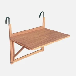 Wooden side table for balcony, foldable