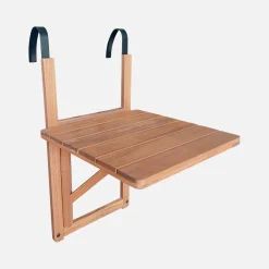 Wooden side table for balcony, foldable