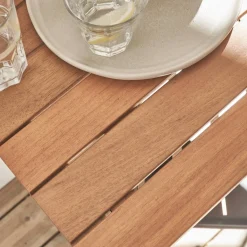 Wooden side table for balcony, foldable