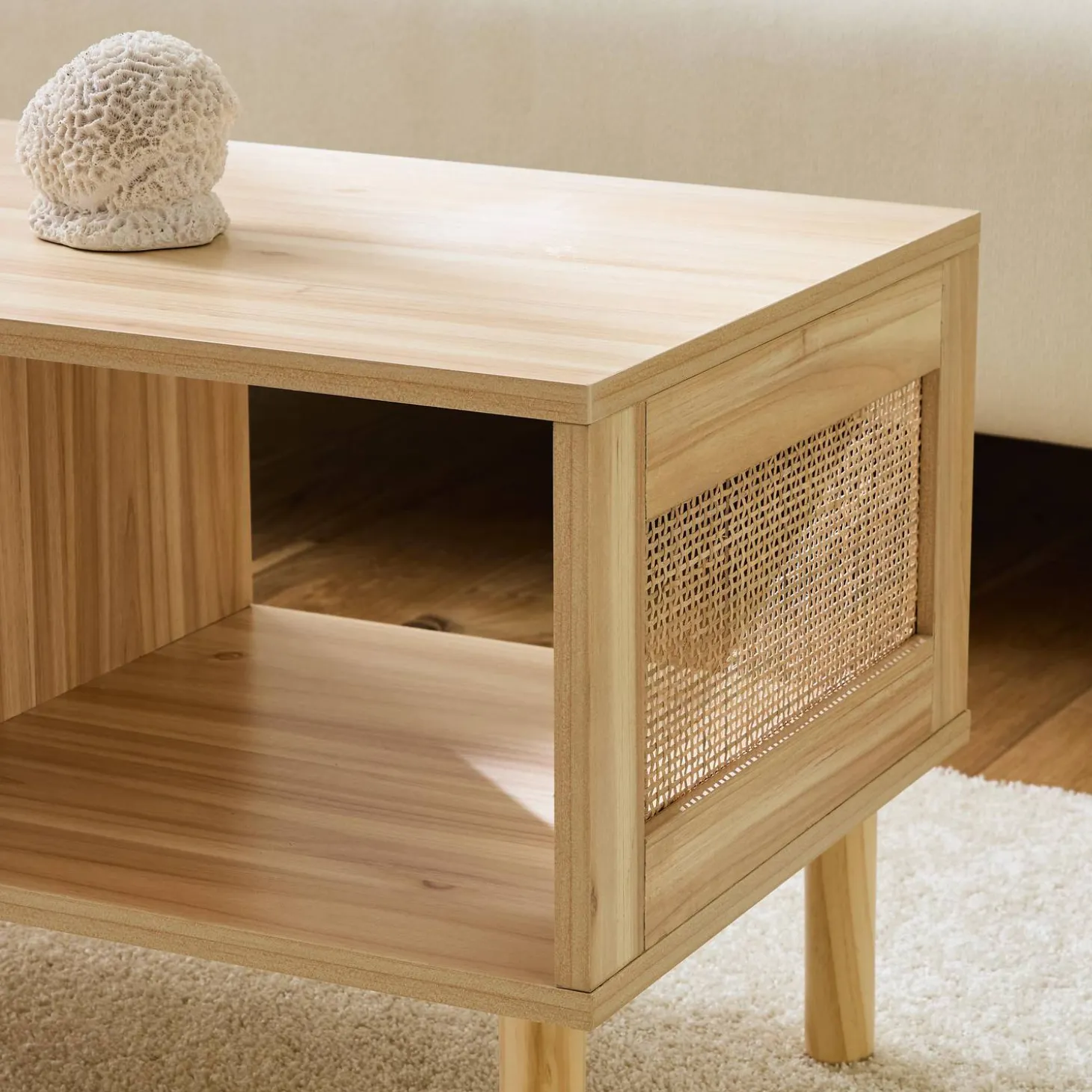 Woven rattan coffee table