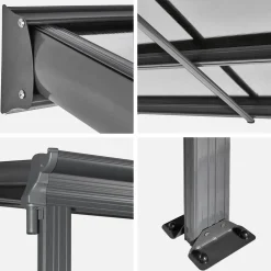 3x5m aluminium lean-to pergola / carport with gutter
