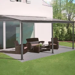 3x5m aluminium lean-to pergola / carport with gutter