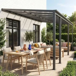 3x6m aluminium lean-to pergola / carport with gutter