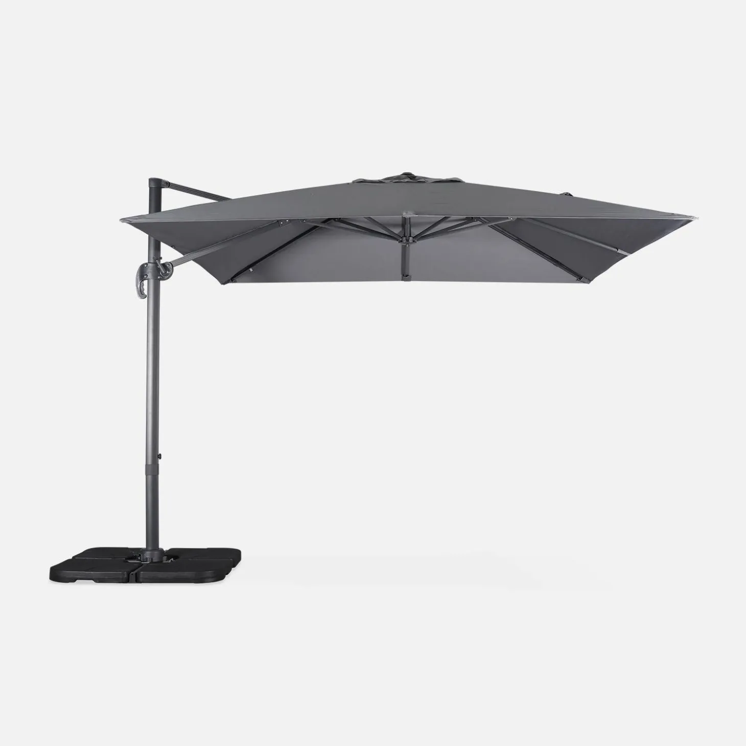 3x3m cantilever parasol + 50x50cm weighted slabs with protected cover included