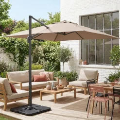 3x3m cantilever parasol + 50x50cm weighted slabs with protected cover included