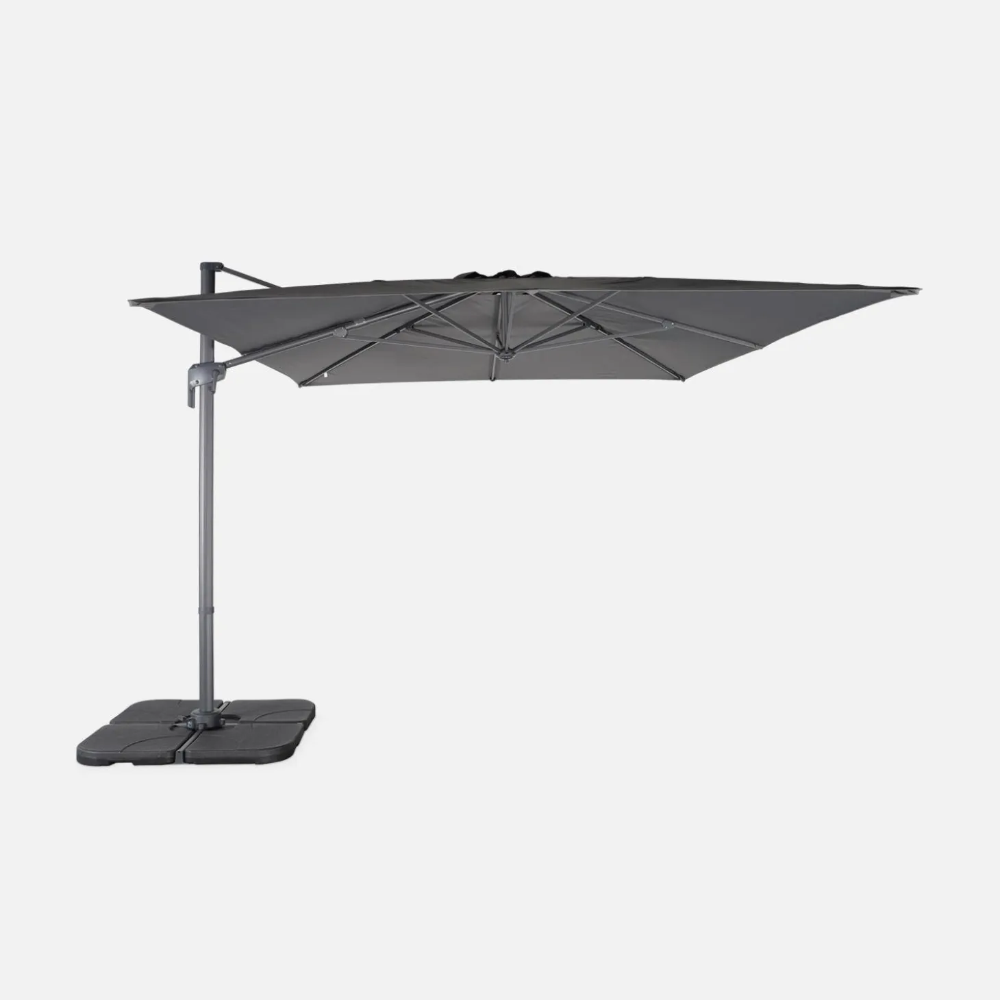 3x4m cantilever rectangular parasol + 50x50cm weighted slabs