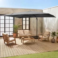 3x4m cantilever rectangular parasol + 50x50cm weighted slabs
