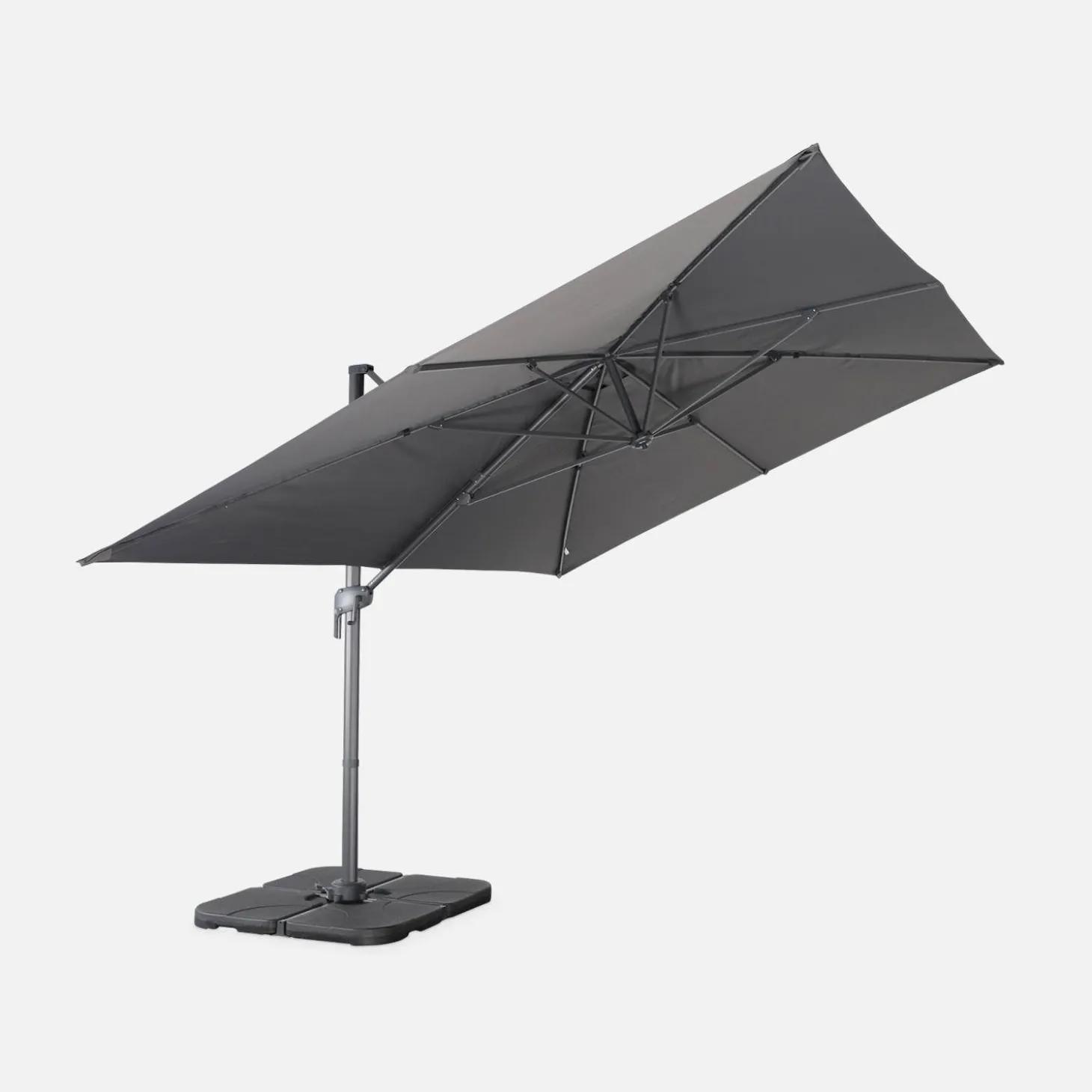 3x4m cantilever rectangular parasol + 50x50cm weighted slabs