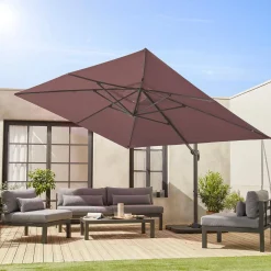 3x4m offset rectangular parasol with 50x50cm weighted slabs