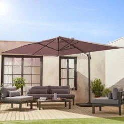 3x4m offset rectangular parasol with 50x50cm weighted slabs