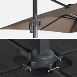 3x4m offset rectangular parasol with 50x50cm weighted slabs