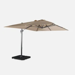 3x4m offset rectangular parasol with 50x50cm weighted slabs