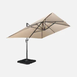 3x4m offset rectangular parasol with 50x50cm weighted slabs