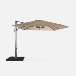 3x4m offset rectangular parasol with 50x50cm weighted slabs