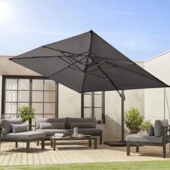 3x4m offset rectangular parasol with 50x50cm weighted slabs