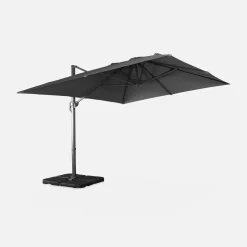 3x4m offset rectangular parasol with 50x50cm weighted slabs