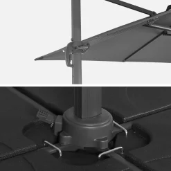 3x4m offset rectangular parasol with 50x50cm weighted slabs