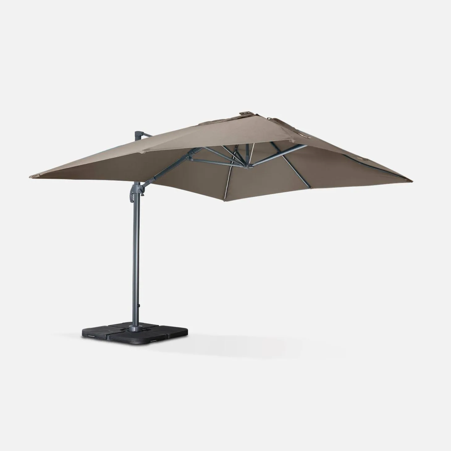 3x4m rectangular cantilever parasol with integrated LED lights