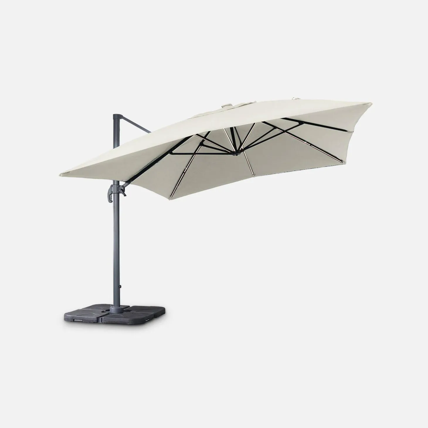3x4m rectangular cantilever parasol with integrated LED lights