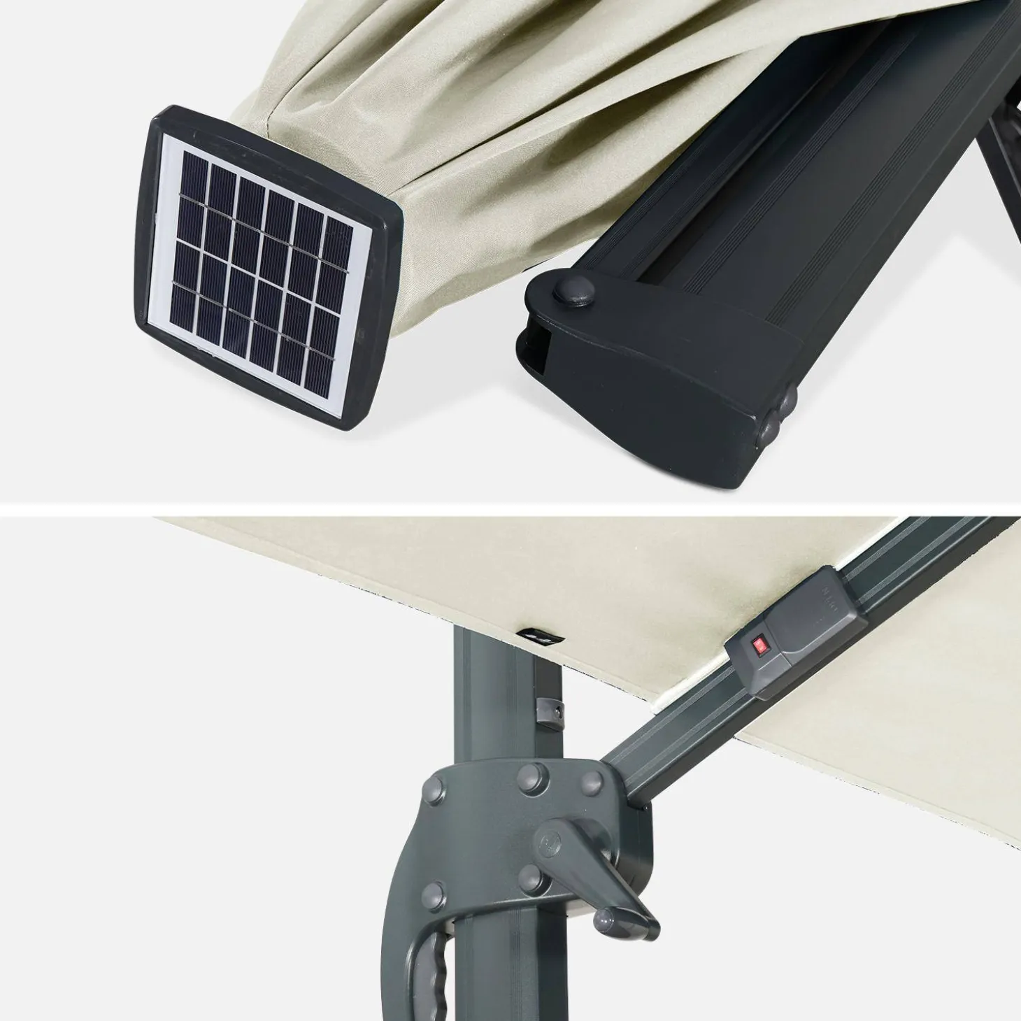 3x4m rectangular cantilever parasol with integrated LED lights