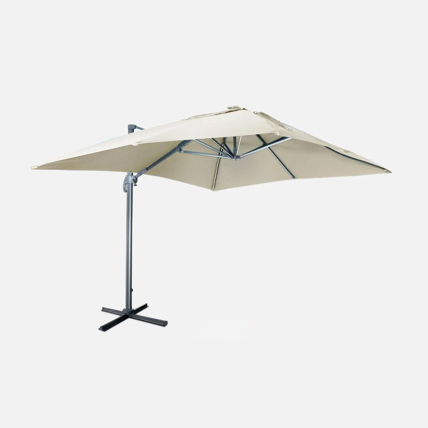 3x4m rectangular cantilever parasol with integrated LED lights