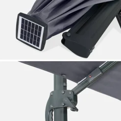 3x4m rectangular cantilever parasol with integrated LED lights