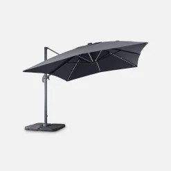 3x4m rectangular cantilever parasol with integrated LED lights